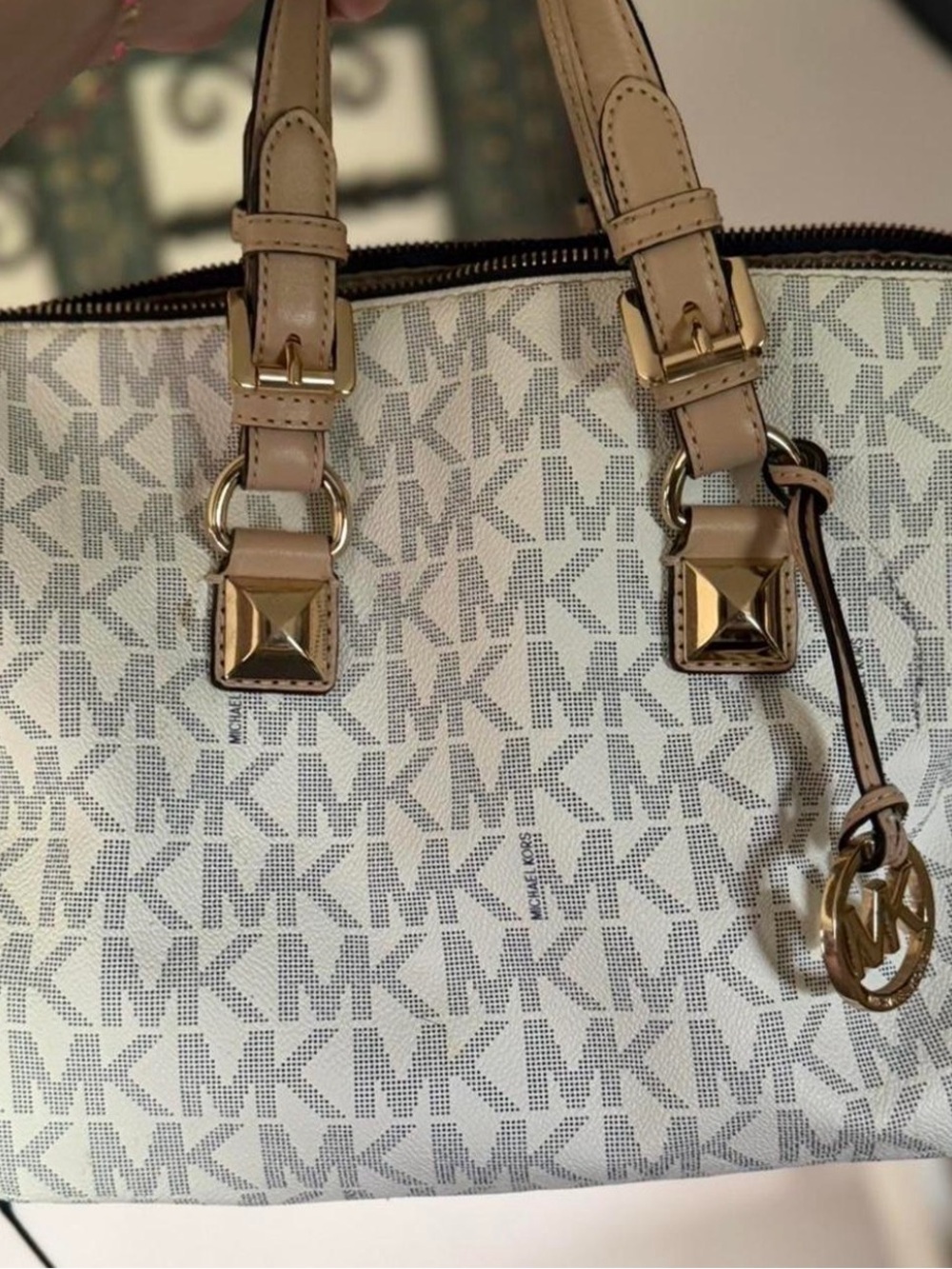 Michael Kors Beige Logo Satchel Handbag